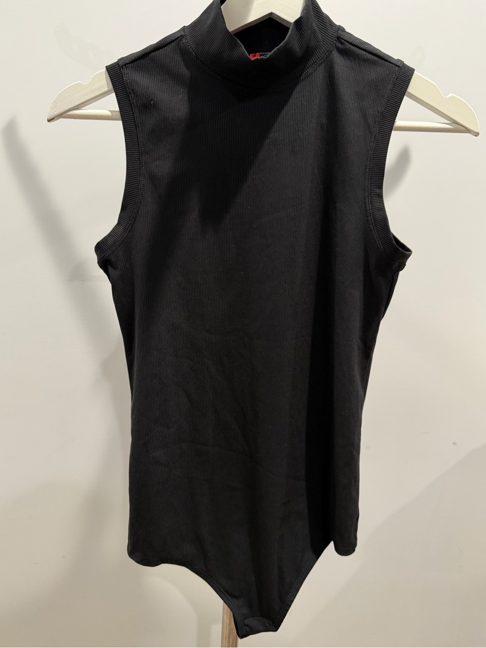 SPANX Mock Neck Sleeveless Ribbed Bodysuit Charcoal Grey S